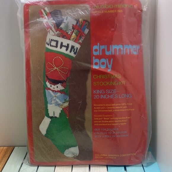 Columbia Minerva Drummer Boy Christmas Stocking Kit 2820 King Size 20” Vintage N - Picture 1 of 4